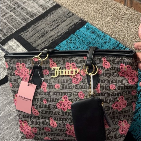 Juicy Couture Black and Pink Tote Bag w/ card case - Picture 3 of 6